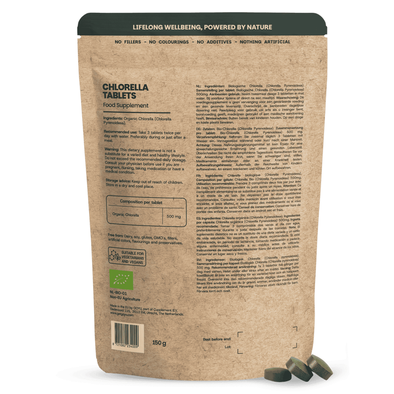 Biologische Chlorella tabletten goyu superfood supplement