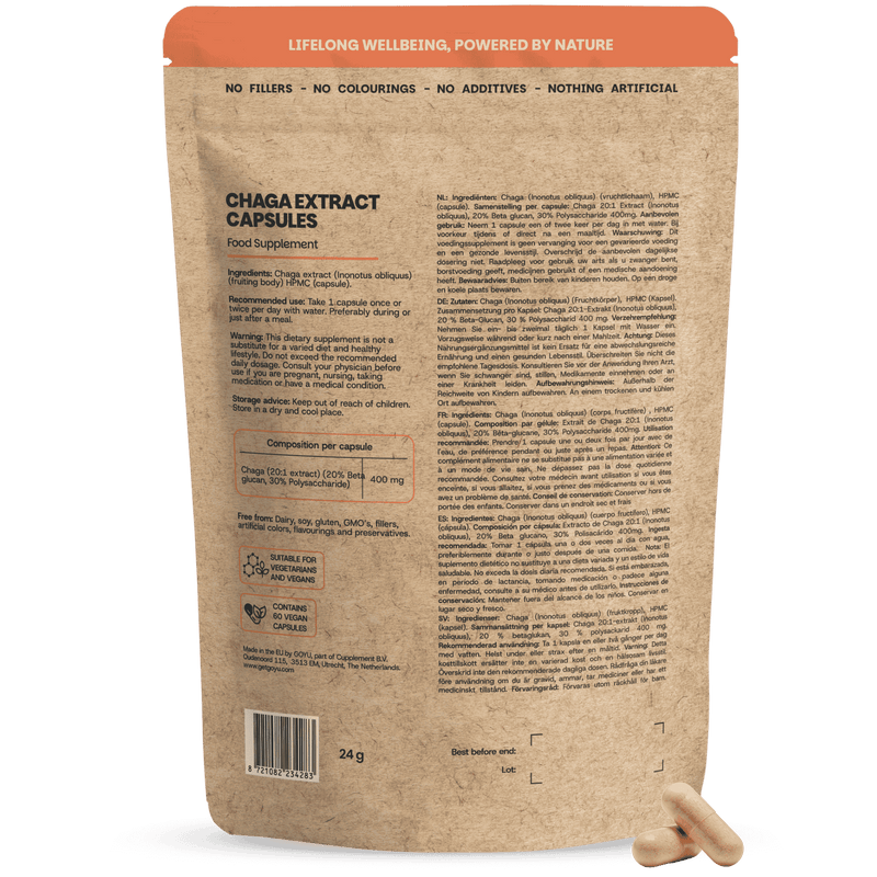 Chaga extract capsules goyu supplement superfood