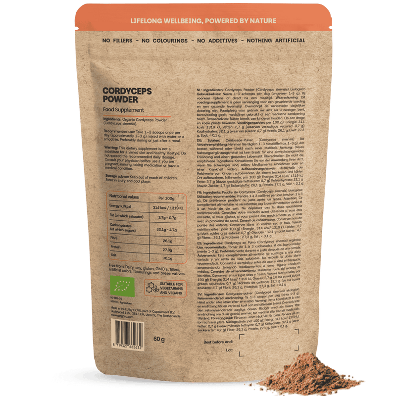 Biologische Cordyceps poeder goyu supplement superfood