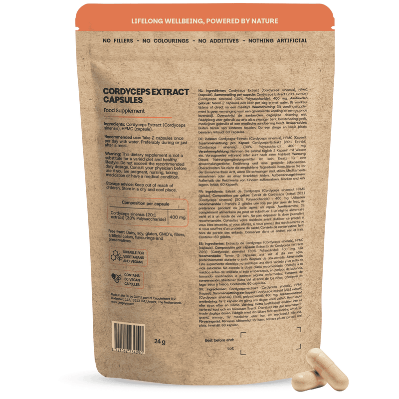 Biologische Cordyceps extract capsules goyu supplement superfood