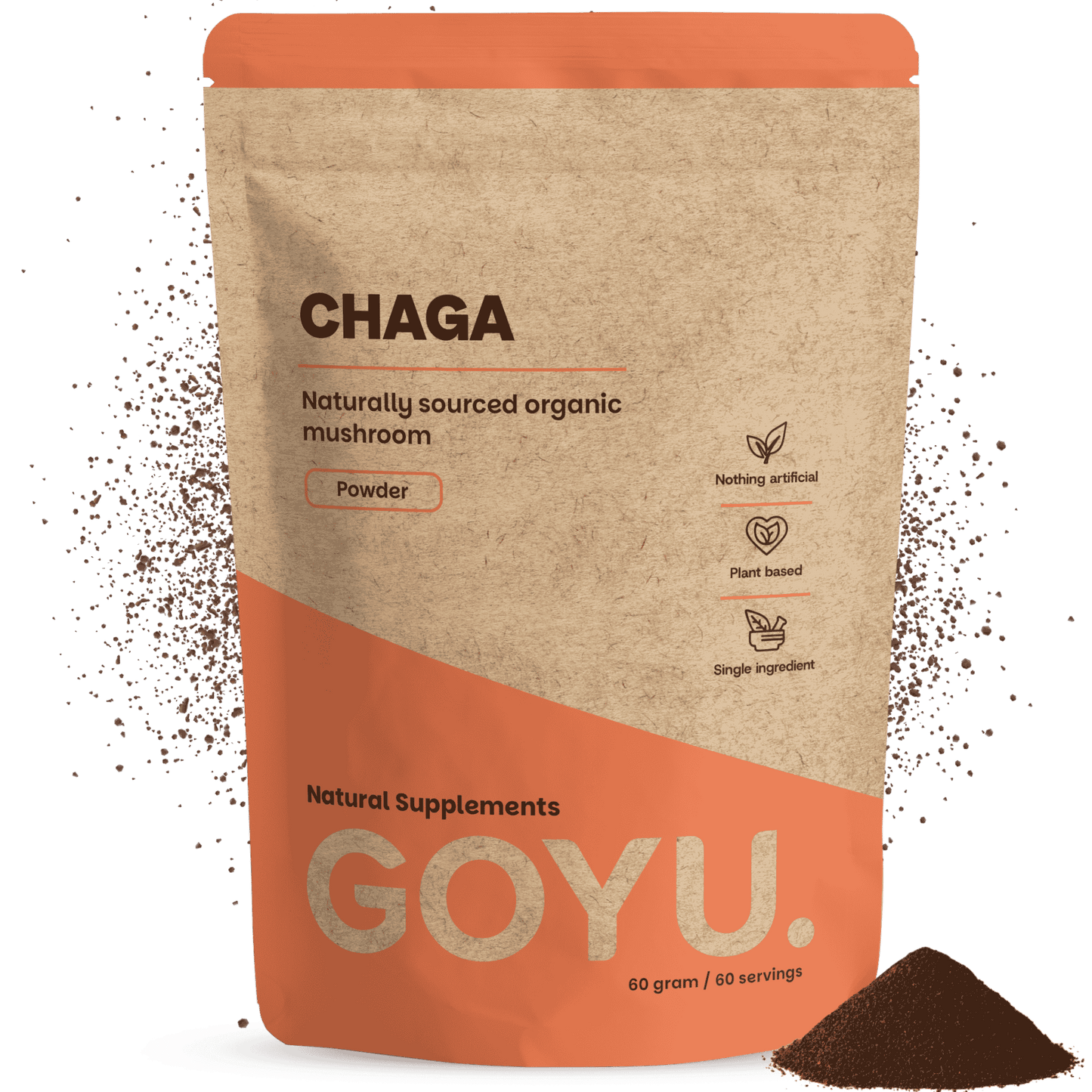Biologische Chaga poeder goyu supplement superfood