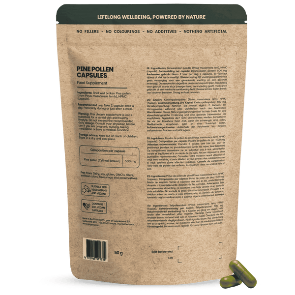 Pine pollen capsules goyu supplement superfood