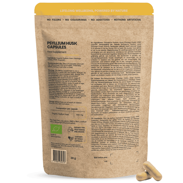 Biologische Psylliumvezels capsules goyu superfood supplement