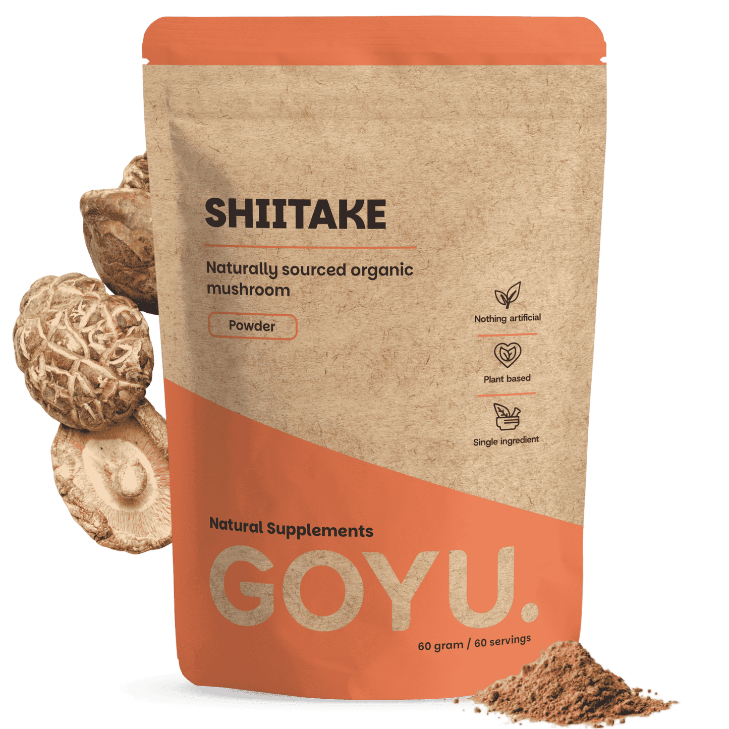 Biologische Shiitake poeder goyu supplement superfood