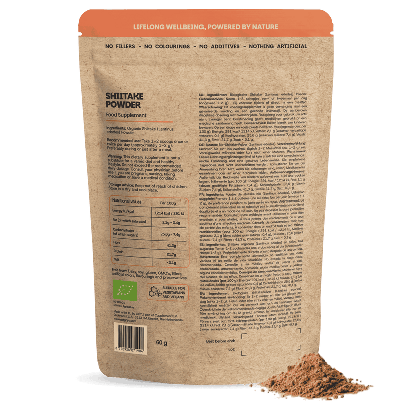 Biologische Shiitake poeder goyu supplement superfood