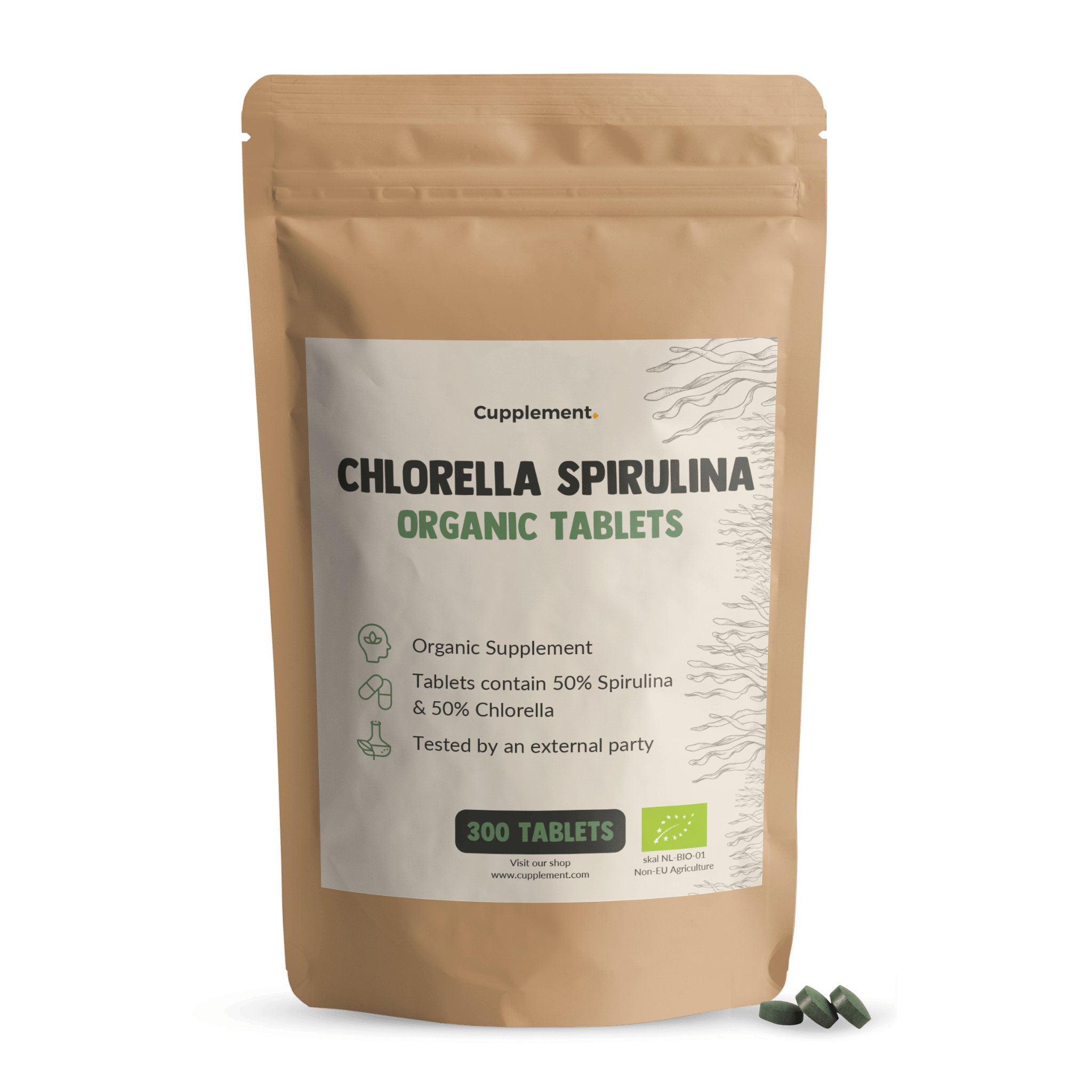 Spirulina Chlorella Tablets 500 mg Organic