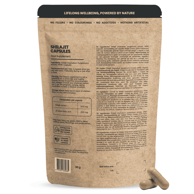 Shilajit extract capsules goyu superfood supplement