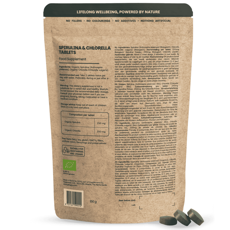 Chlorella Spirulina tabletten goyu supplement superfood