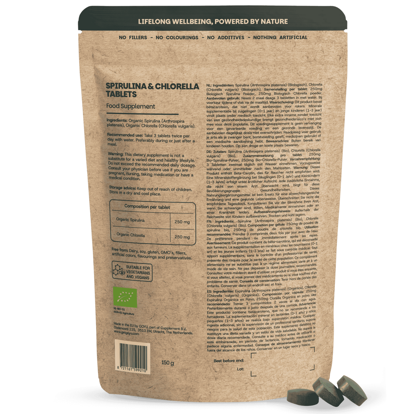 Chlorella Spirulina tabletten goyu supplement superfood