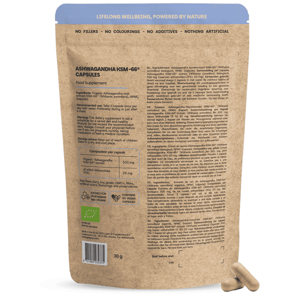 Biologische Ashwagandha KSM-66 extract capsules goyu superfood supplement