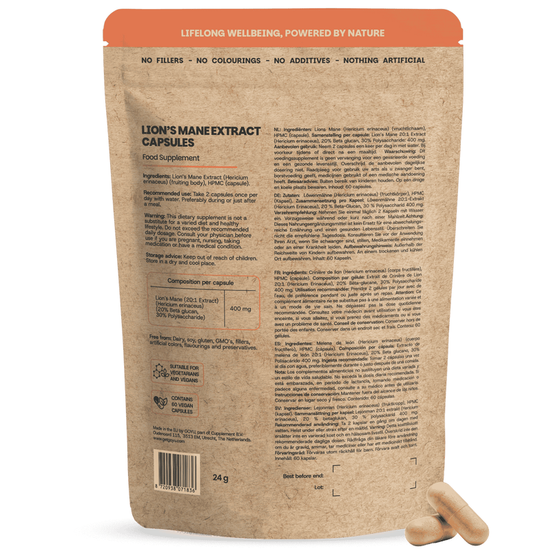 Lions Mane extract capsules goyu superfood supplement