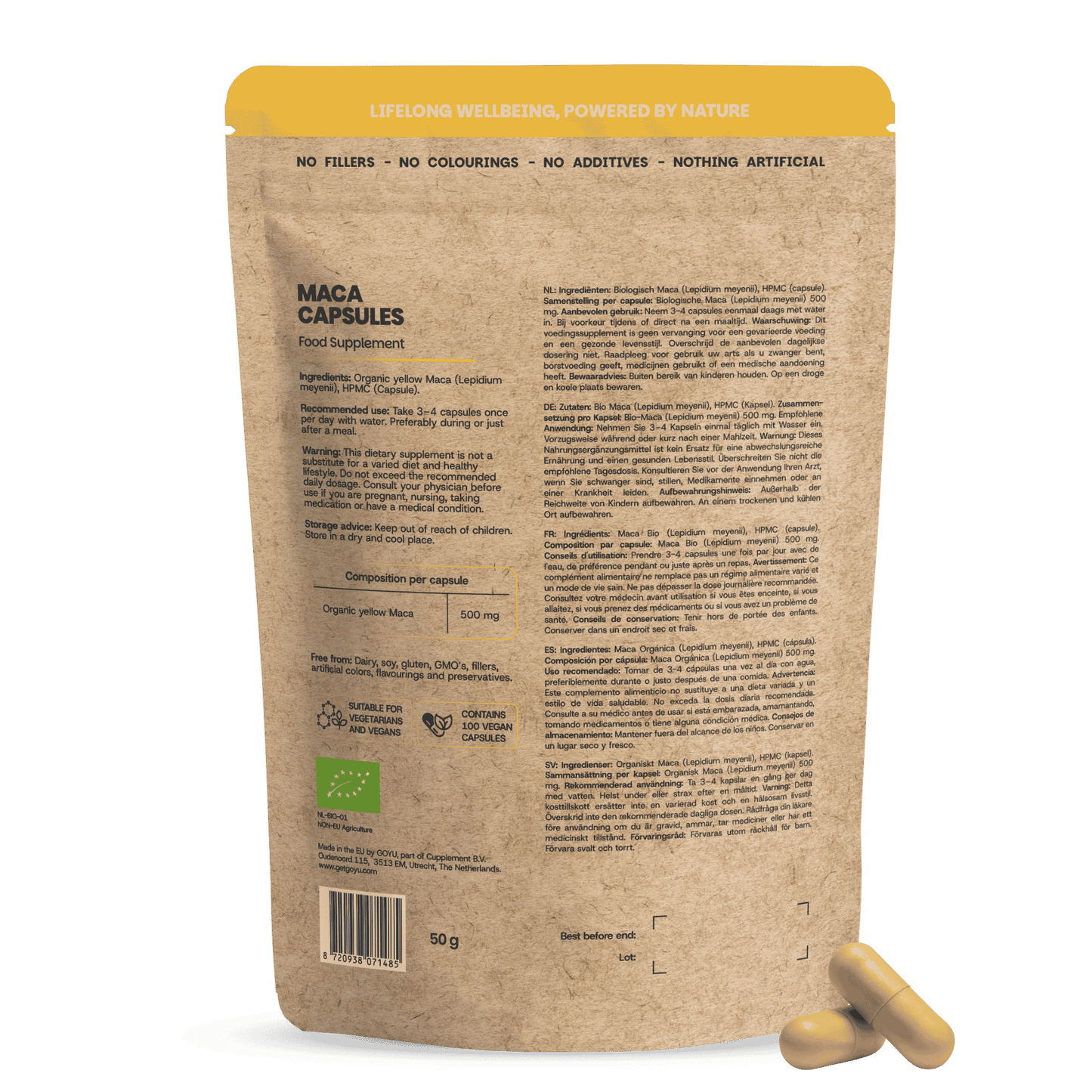 Maca capsules goyu supplement superfood