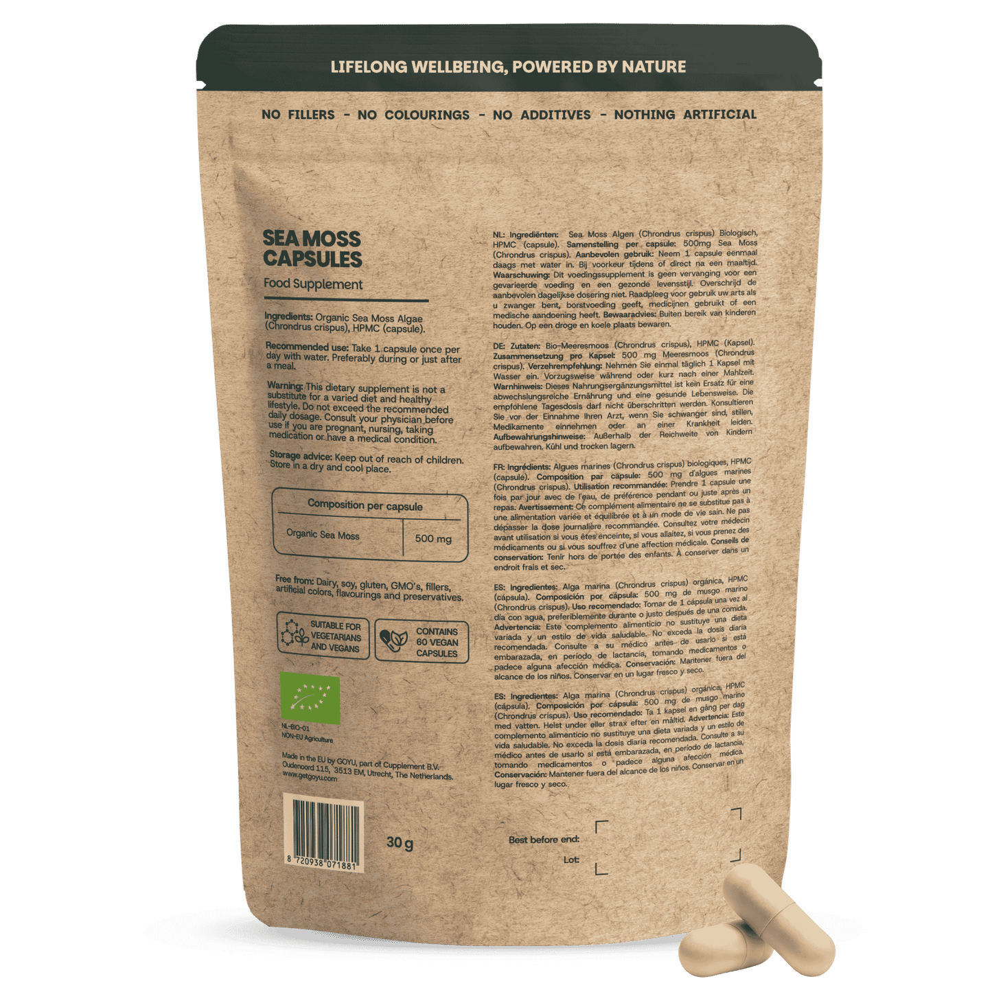 Biologische Sea Moss capsules goyu superfood supplement