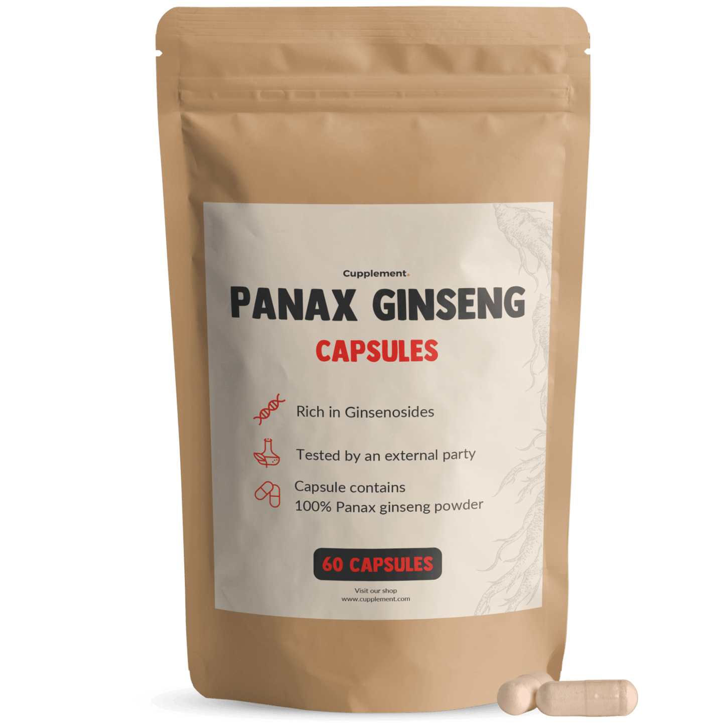 Panax Ginseng Capsules Cupplement Superfood Supplement