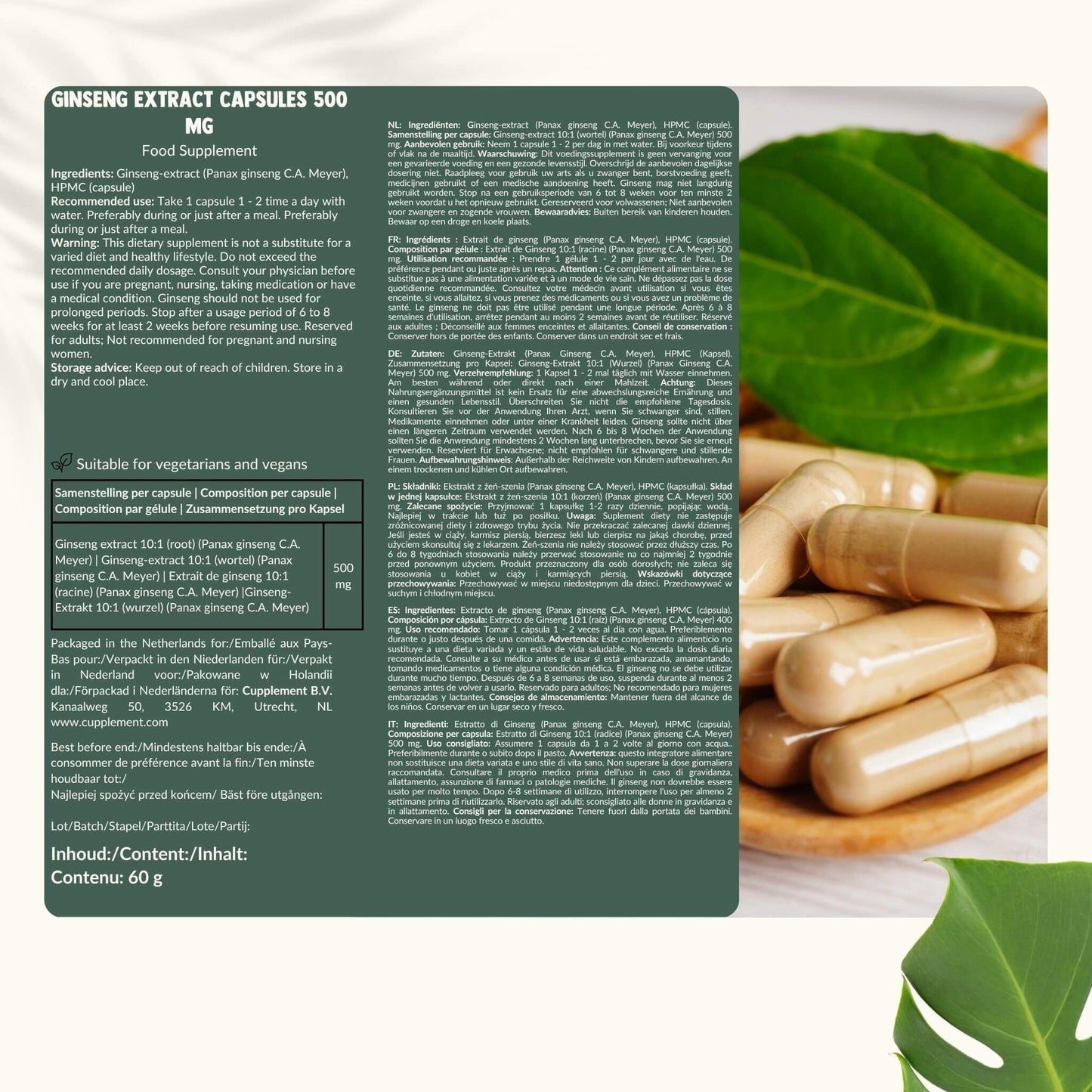 Panax Ginseng capsules goyu supplement superfood