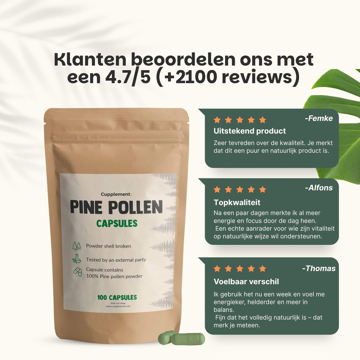 Pine pollen capsules goyu supplement superfood