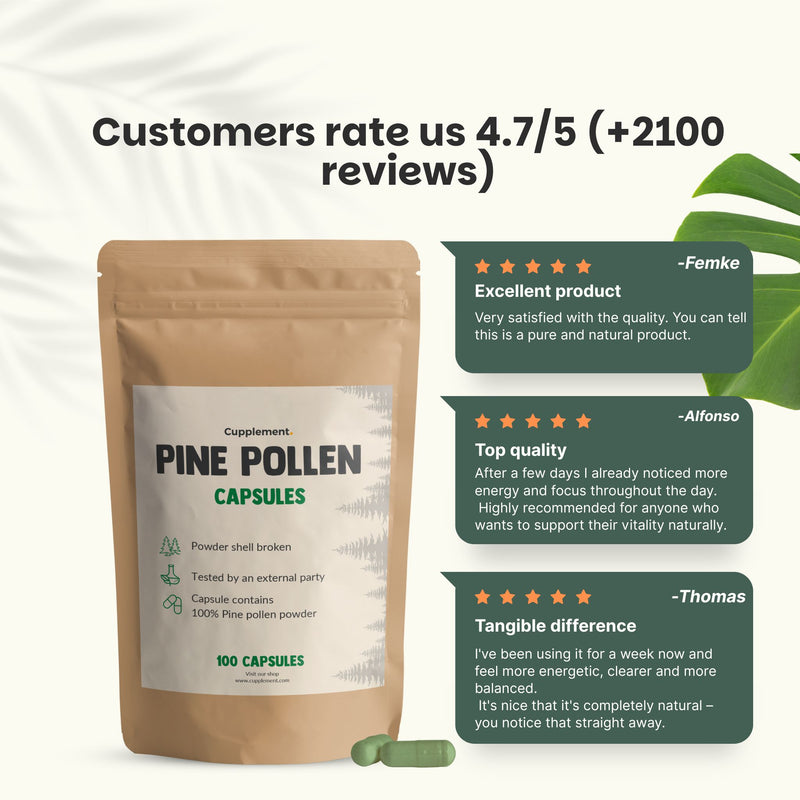 Pine pollen capsules goyu supplement superfood