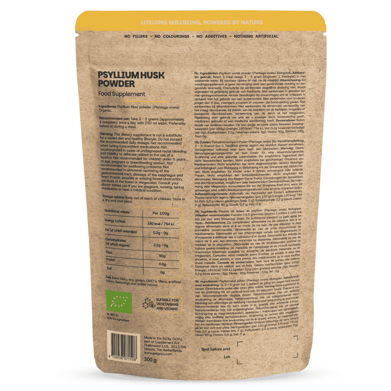 Biologisch Psylliumvezels poeder goyu superfood supplement