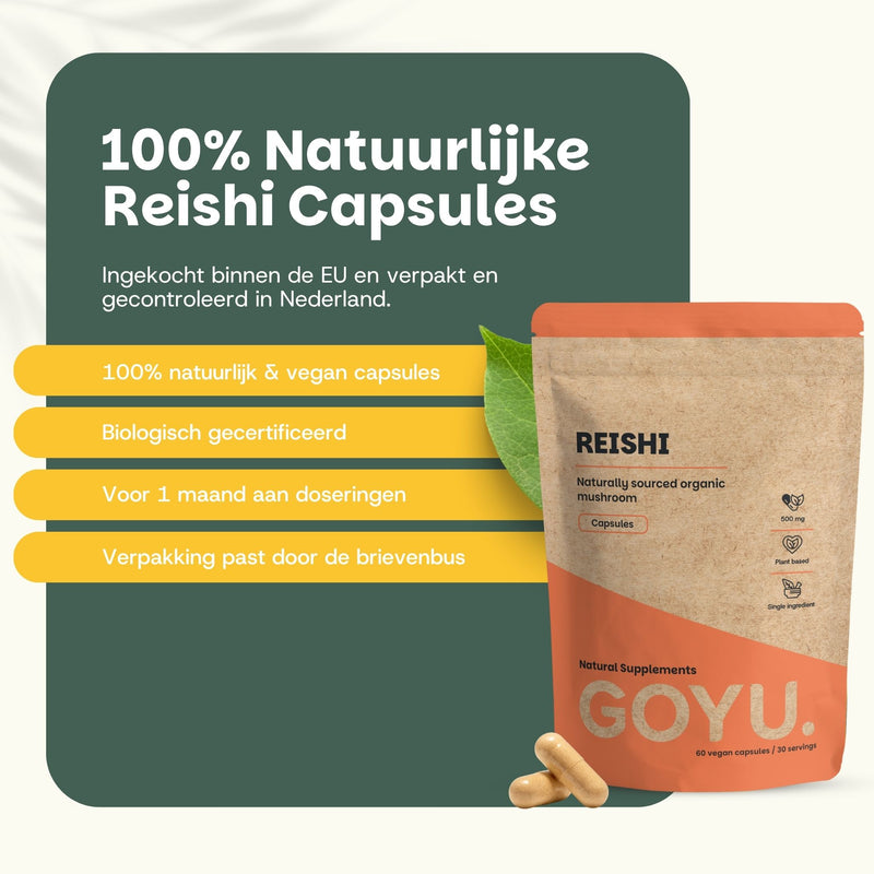 Biologische Reishi capsules goyu supplement superfood