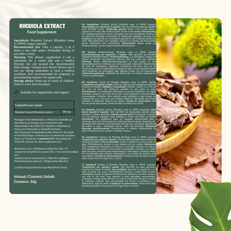 Rhodiola Rosea extract capsules goyu supplement superfood