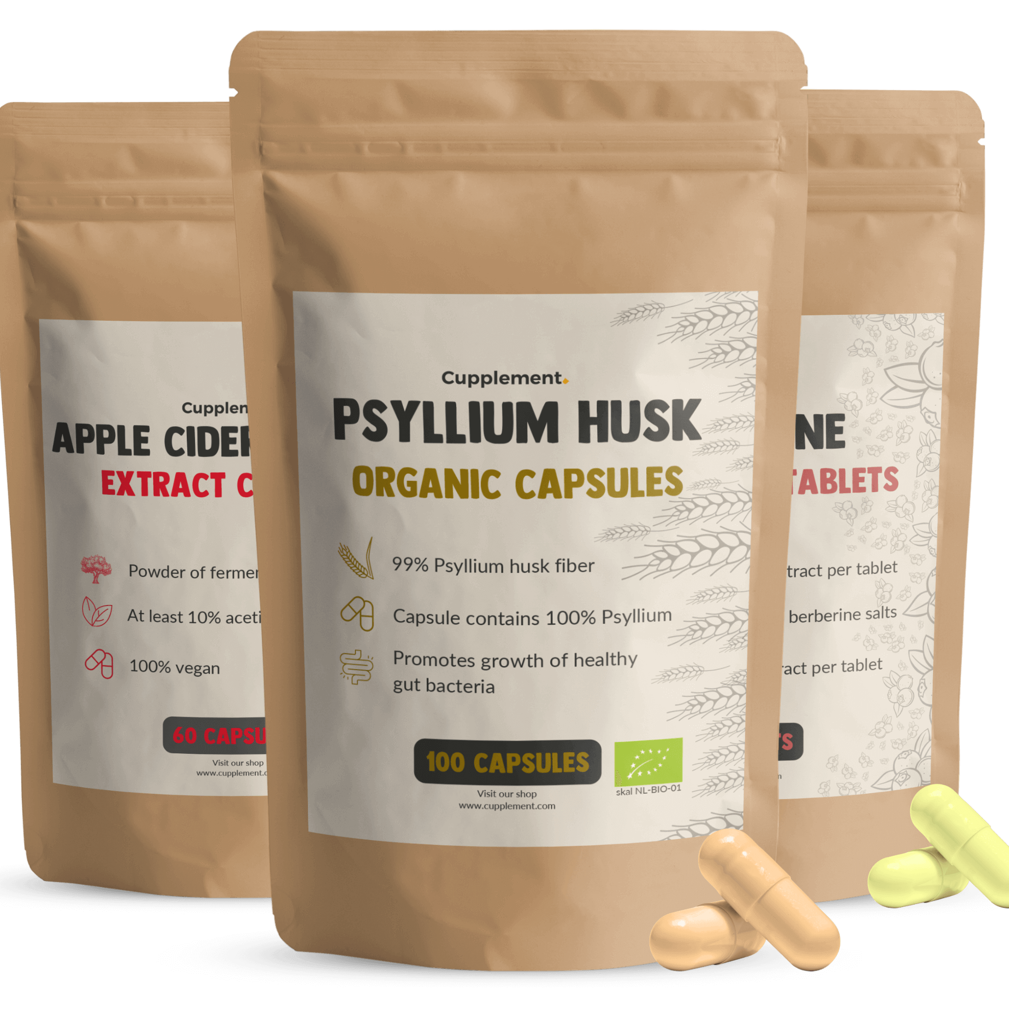 Shape en Shine bundle front Psyllium husk Apple Cider Vinegar Berberine goyu superfood supplement