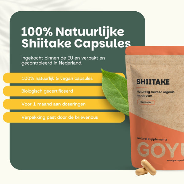 Biologische Shiitake capsules goyu supplement superfood