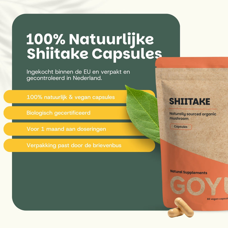Biologische Shiitake capsules goyu supplement superfood