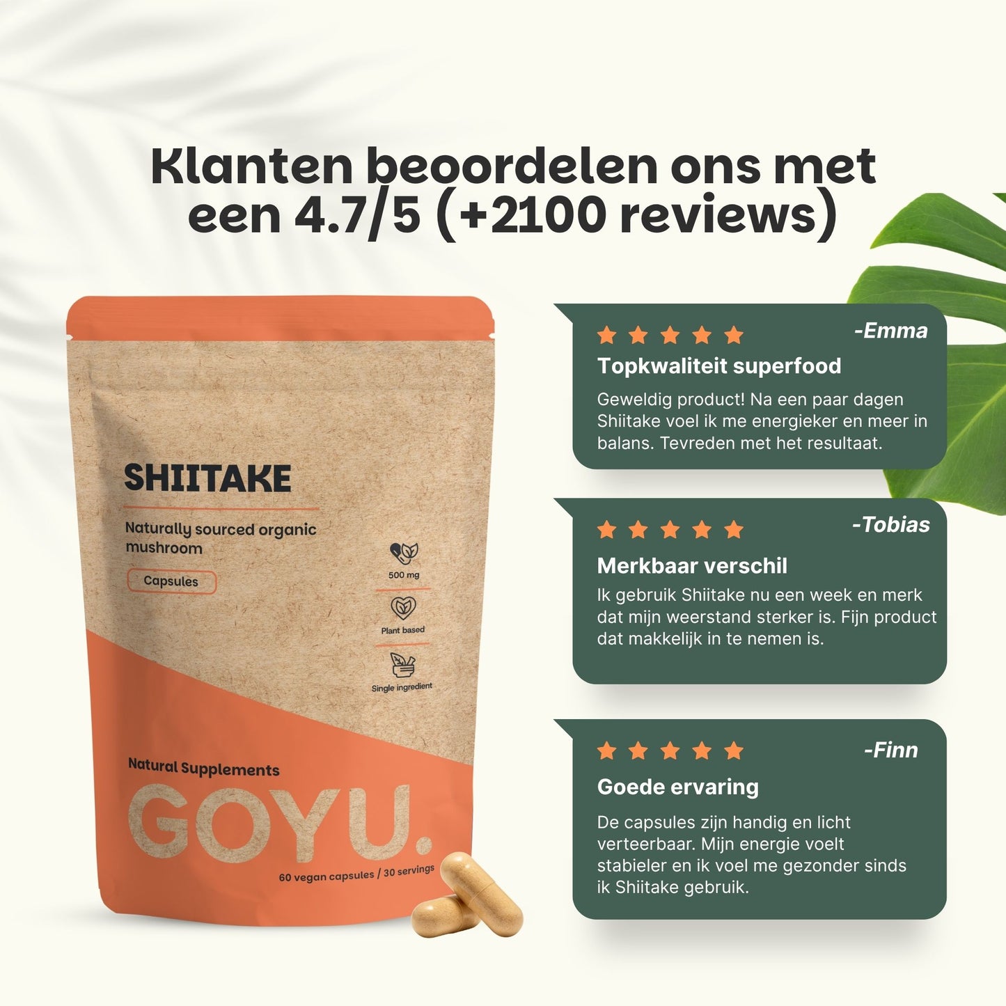 Biologische Shiitake capsules goyu supplement superfood