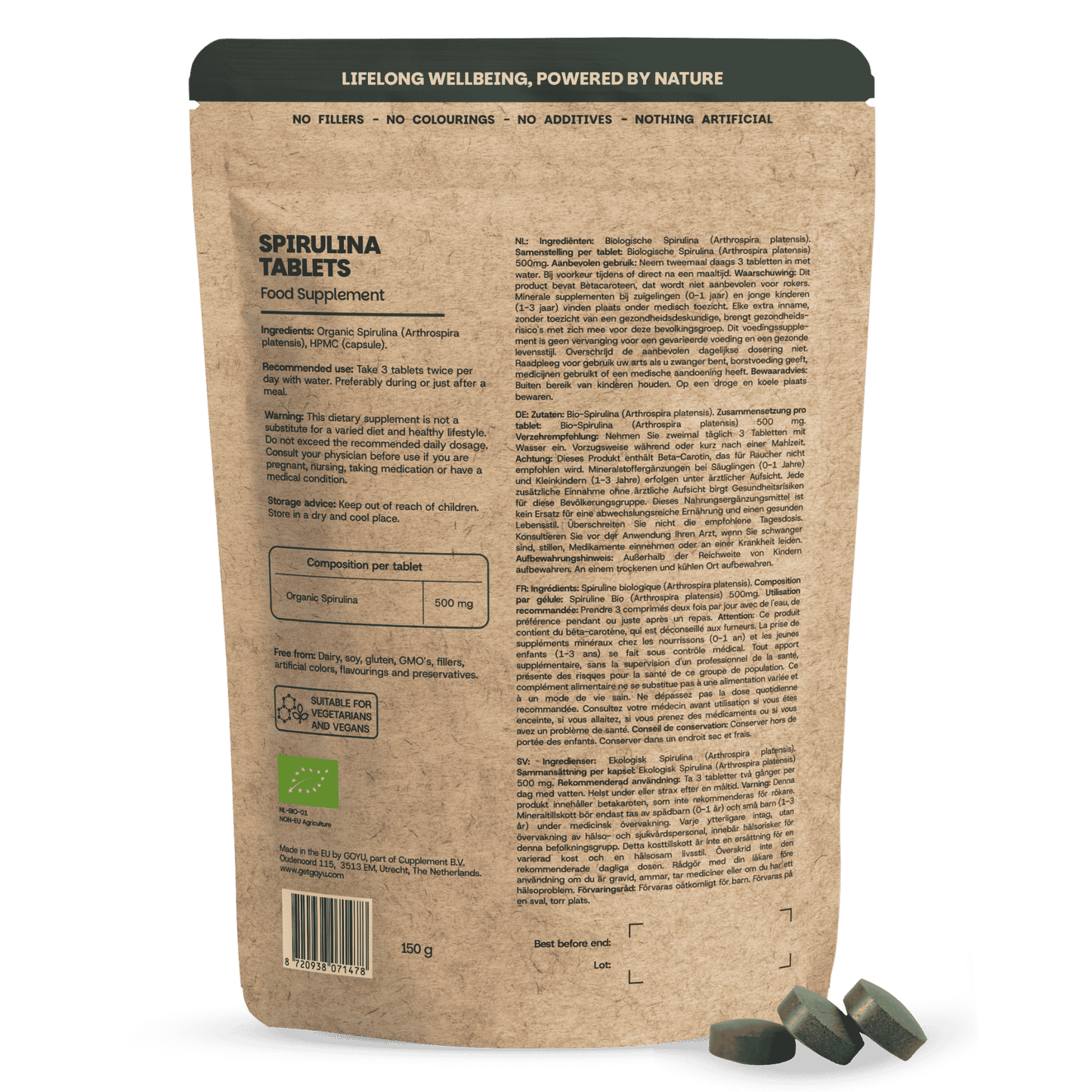 Spirulina tabletten goyu supplement superfood