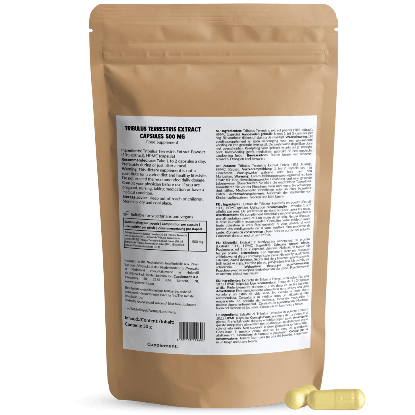 Tribulus Terrestris extract capsules goyu supplement superfood