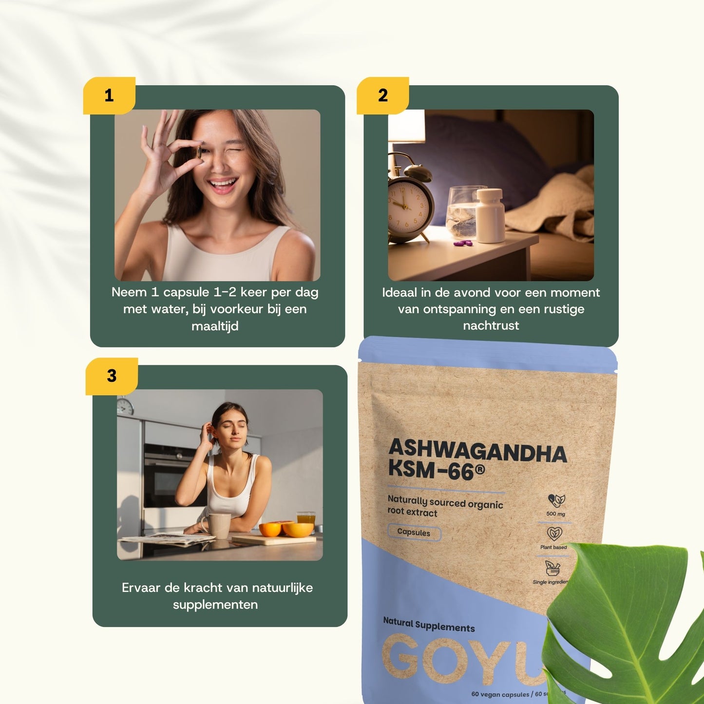 Biologische Ashwagandha KSM-66 extract capsules goyu superfood supplement