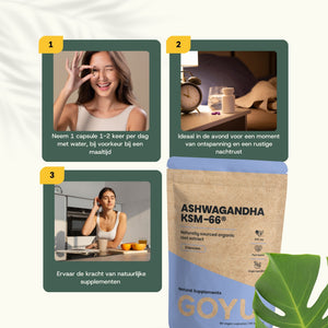 Biologische Ashwagandha KSM-66 extract capsules goyu superfood supplement