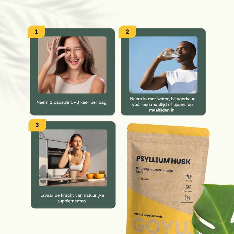 Biologische Psylliumvezels capsules goyu superfood supplement