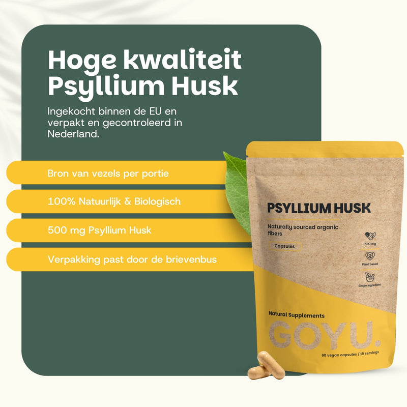 Biologische Psylliumvezels capsules goyu superfood supplement