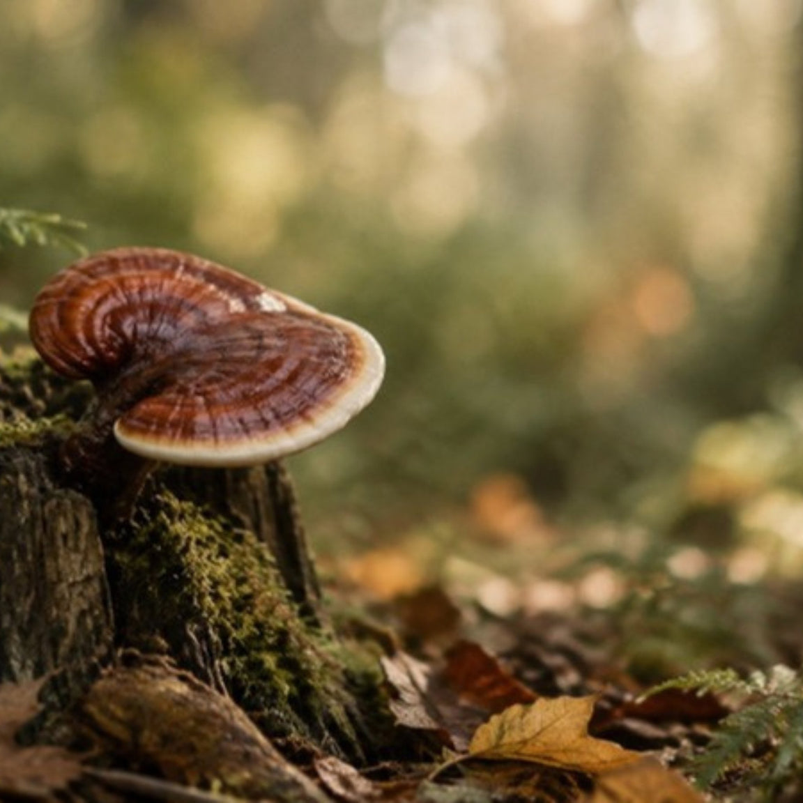 Reishi paddenstoel op een boomstronk