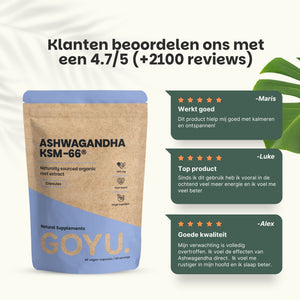 Biologische Ashwagandha KSM-66 extract capsules goyu superfood supplement