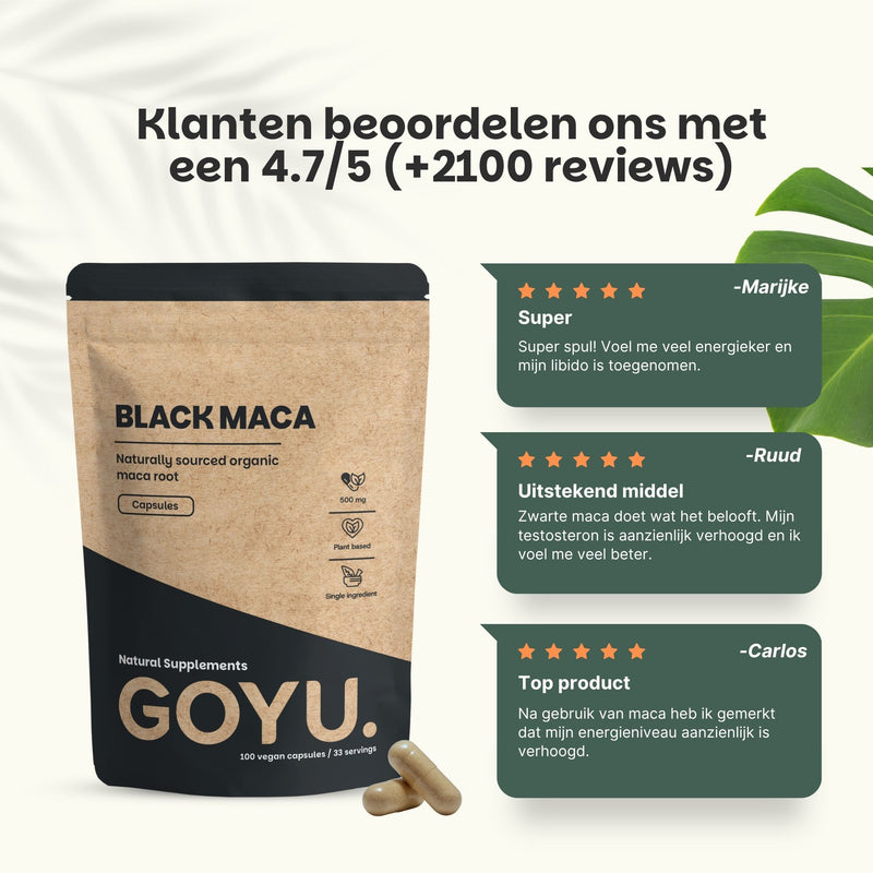 Biologisch Zwarte maca capsules goyu superfood supplement