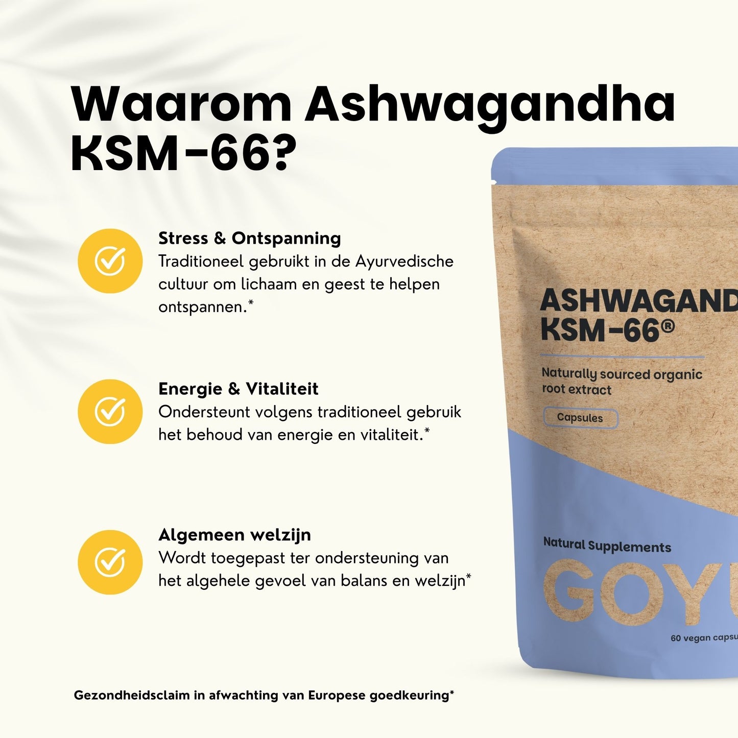 Biologische Ashwagandha KSM-66 extract capsules goyu superfood supplement