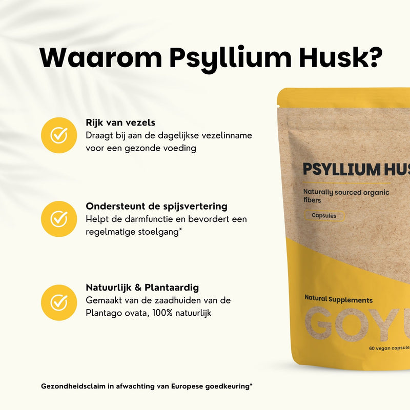 Biologische Psylliumvezels capsules goyu superfood supplement