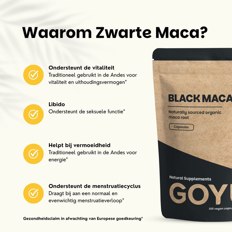 Biologisch Zwarte maca capsules goyu superfood supplement